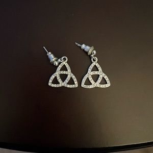 Sterling silver Celtic knot crystal earrings.